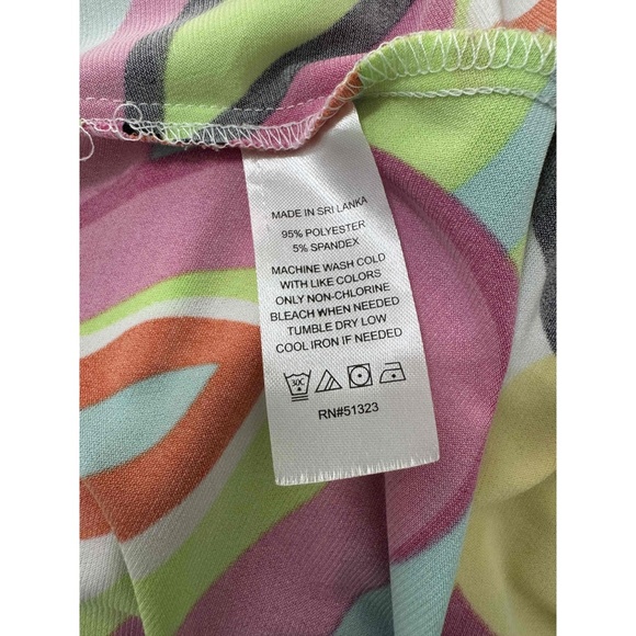 Chaus New York Multicolor Vneck 3/4 Sleeves Abstract Pattern  Dress Size Large - Picture 6 of 8